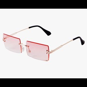 ADE WU Rimless Rectangle Pink Sunglasses